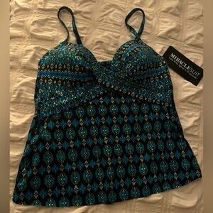 NWT MIRACLESUIT Tankini Top Allura Black/Multi